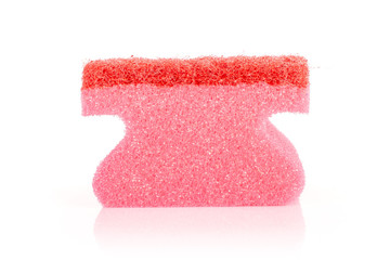 One whole rose cleaning kitchen sponge letter shape isolated on white background