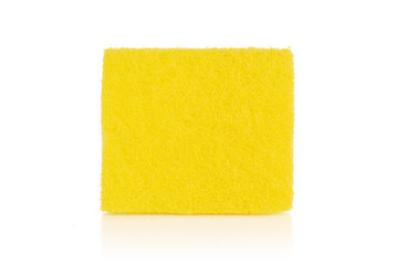 One whole yellow cleaning kitchen sponge isolated on white background