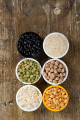 jars with beans grains