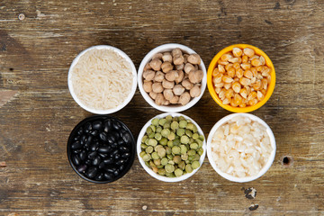 jars with beans grains