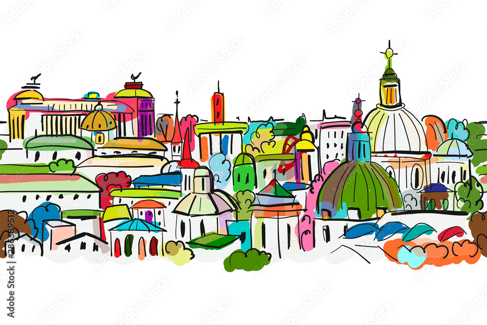 Wall mural Cityscape background, seamless pattern for your design