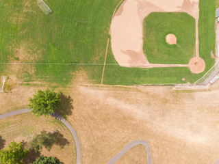 baseball playing field, shot from a high point, shot from a height