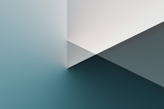 Illustrated background, triangle texture, video play button. Color blue.