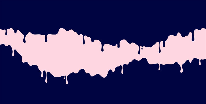 Pink paint dripping on the dark blue wall. Water spill vector background with copy space.