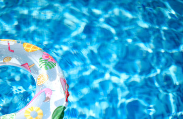 New modern tropical kids Lifebuoy pool float pool ring in cool blue refreshing swimming pool 