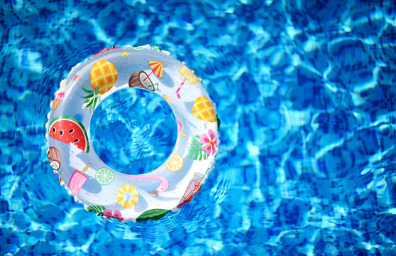 New Modern Tropical Kids Lifebuoy Pool Float Pool Ring In Cool Blue Refreshing Swimming Pool 