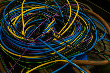 Many kinds of wires coiled into a pile 2