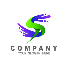 S letter  logo in water drop,  swoosh icon 