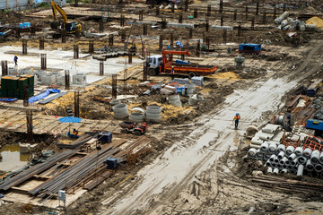 Construction site works in Bangkok Thailand.