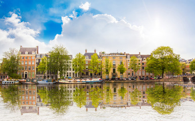 Beautiful Amsterdam canals with typical houses © byjeng