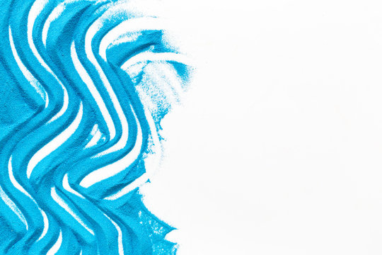 Modern design for blor with blue sand texture on white background top view mockup