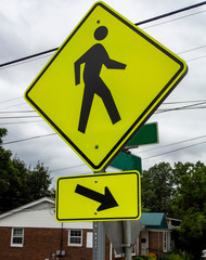 Yellow Diamond-Shaped Pedestrian Road Sign