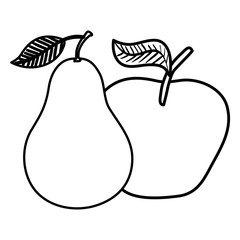 fresh pear and apple fruits nature