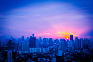 bangkok cityscape sunset view scene