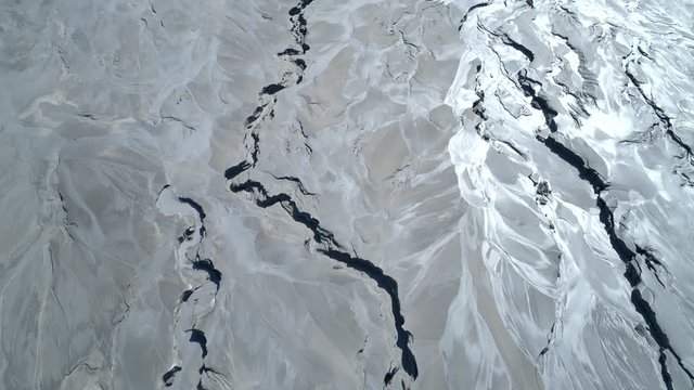 Aerial view of a mining waste disposal and the ecological damage