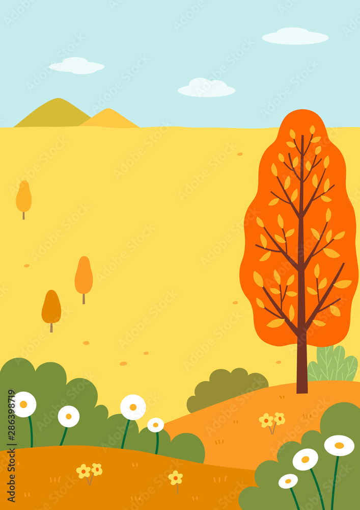 Poster autumn nature landscape with mountains and fields1