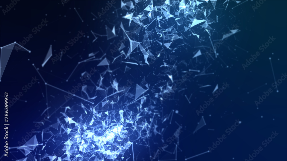 Poster abstract high technology concept. low poly background, lines and dots data connection, polygon shape