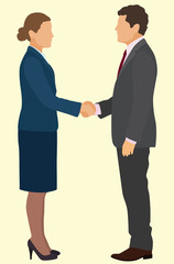 Businessman and Business Woman handshake