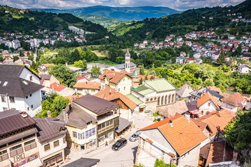 Fototapeta na wymiar Aerial photo of city Jajce in Bosnia and Herzegovina