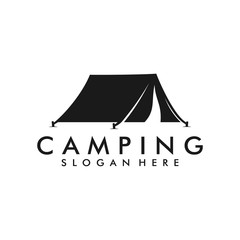 Camping symbol with tent silhouette logo