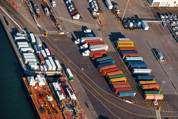 Shipping container frieght yard in Brooklyn, New York