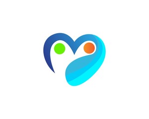 Adoption and community care, logo simple concept people heart icon