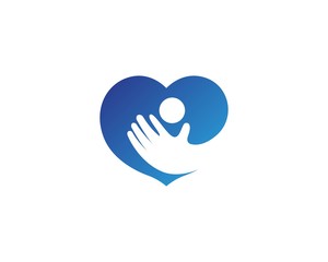 Adoption and community care, logo simple concept people heart icon