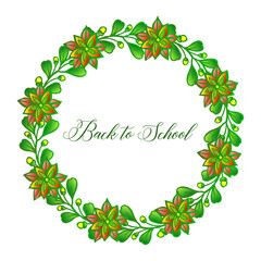 Element of floral frame and green leaves, cute template for your design card back to school. Vector