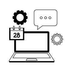 laptop with social media icons