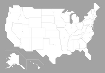 Fototapeta premium USA map state division, Vector illustration