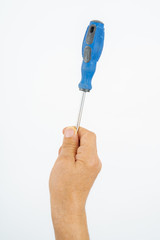 man hand holding screwdriver