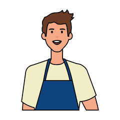 happy young artist man with apron