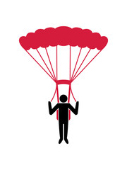 geöffneter fallschirm spaß hobby fallschirmspringer silhouette absturz fliegen fallen tief boden diving springen schnell comic clipart cool lustig luft design
