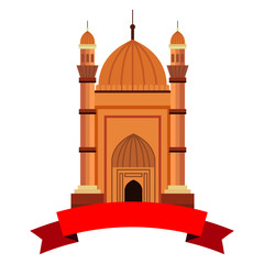badshahi mosque building palace with ribbon