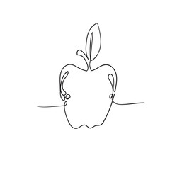 doodle apple illustration with single line style vector