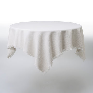 White Round Table And Cloth