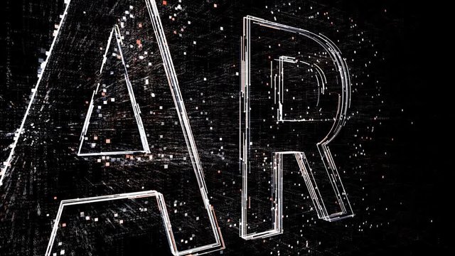 4k AR Augmented Reality word company brand logo tag cloud;binary computer code.The Matrix binary text design animation;changing from zero to one digits;abstract tech background.