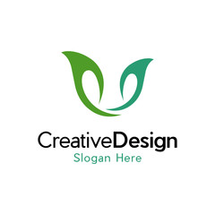 Green Leaf Icon Vector Illustrations, Abstract green leaf logo icon vector design. Landscape design, garden, Plant, nature and ecology vector logo.