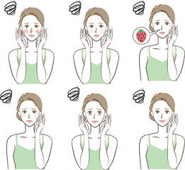 肌の悩み 赤ら顔 ほてり 女性 イラスト Beauty Poster Beau こけ田