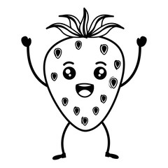 fresh strawberry fruit kawaii character