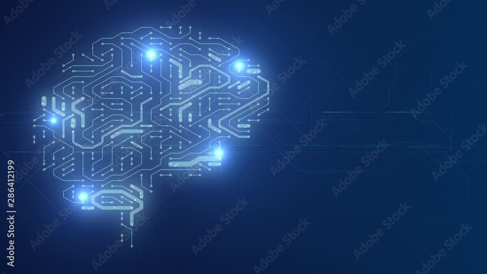 Wall mural ai brain neural network circuit board big data concept