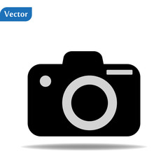 Camera icon, flat photo camera vector isolated. Modern simple snapshot photography sign. Instant Photo internet concept. Trendy symbol for website design, web button, mobile app. Logo illustration