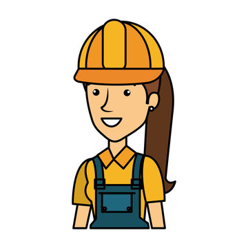 female builder constructor with helmet character