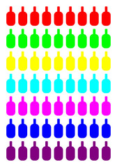multi colors bottle on white background