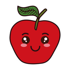 fresh apple fruit kawaii character