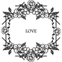 Fototapeta premium Ornate of various card love with place for your text, elegant frame for drawing of leaf flower. Vector