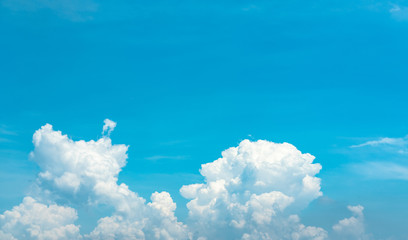 Beautiful blue sky and white cumulus clouds abstract background. Cloudscape background. Blue sky...