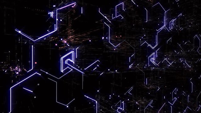 4k Blockchain AI cpu chip processor Artificial Intelligence circuit tag cloud;binary computer code.The Matrix binary text design animation;changing from zero to one digits;abstract tech background.