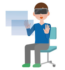 VR 楽しむ男性 イラスト