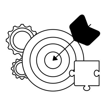 target arrow success with gears and puzzle